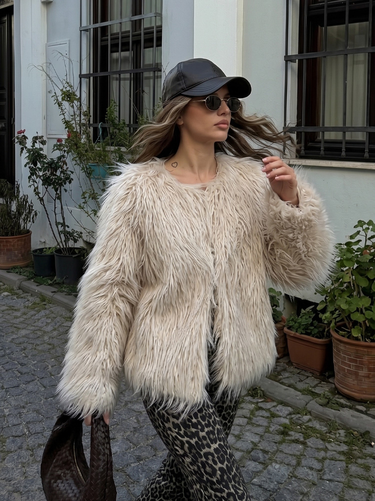 Women Formal Wear Stitching - HH Women Elegant Faux Fur Coat