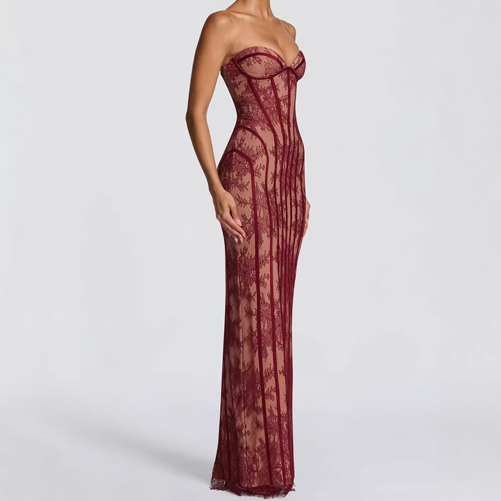 Women'S Elegant Formal Wear - Strapless Bodycon Maxi Dress for Women