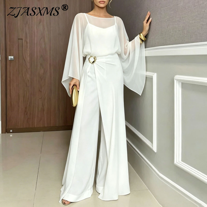 Women'S Formal Wear Suit - Women Formal Jumpsuit 2Pcs Set Sheer