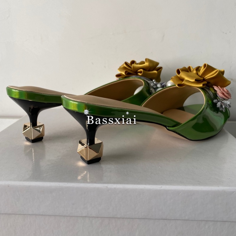 Crystal Decor Handmade Flower  - Kitten Heel Women review and price
