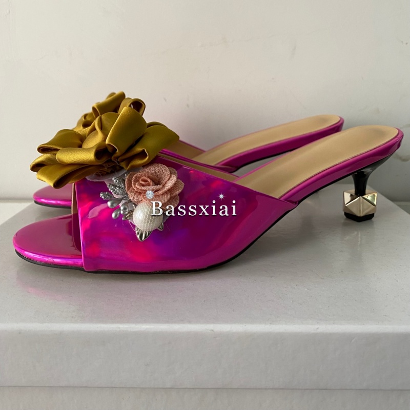 Crystal Decor Handmade Flower  - Kitten Heel Women review and price