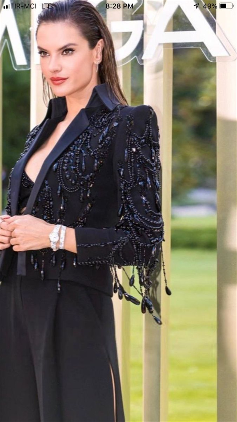 Black Crystals Women Suits Set - Women Formal Wear Coat review and price