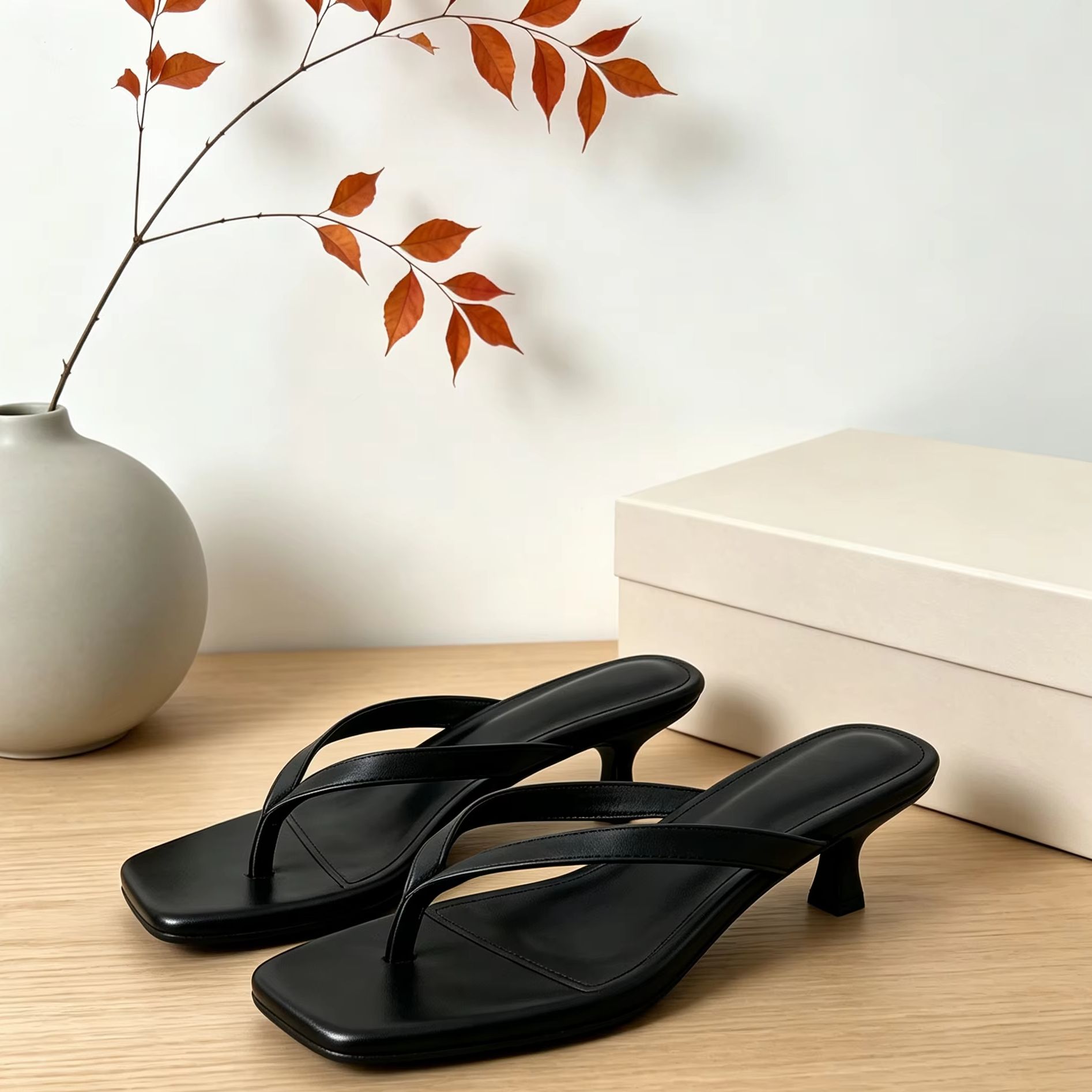 Women's Black Soft Leather Squ - Kitten Heel Women review and price