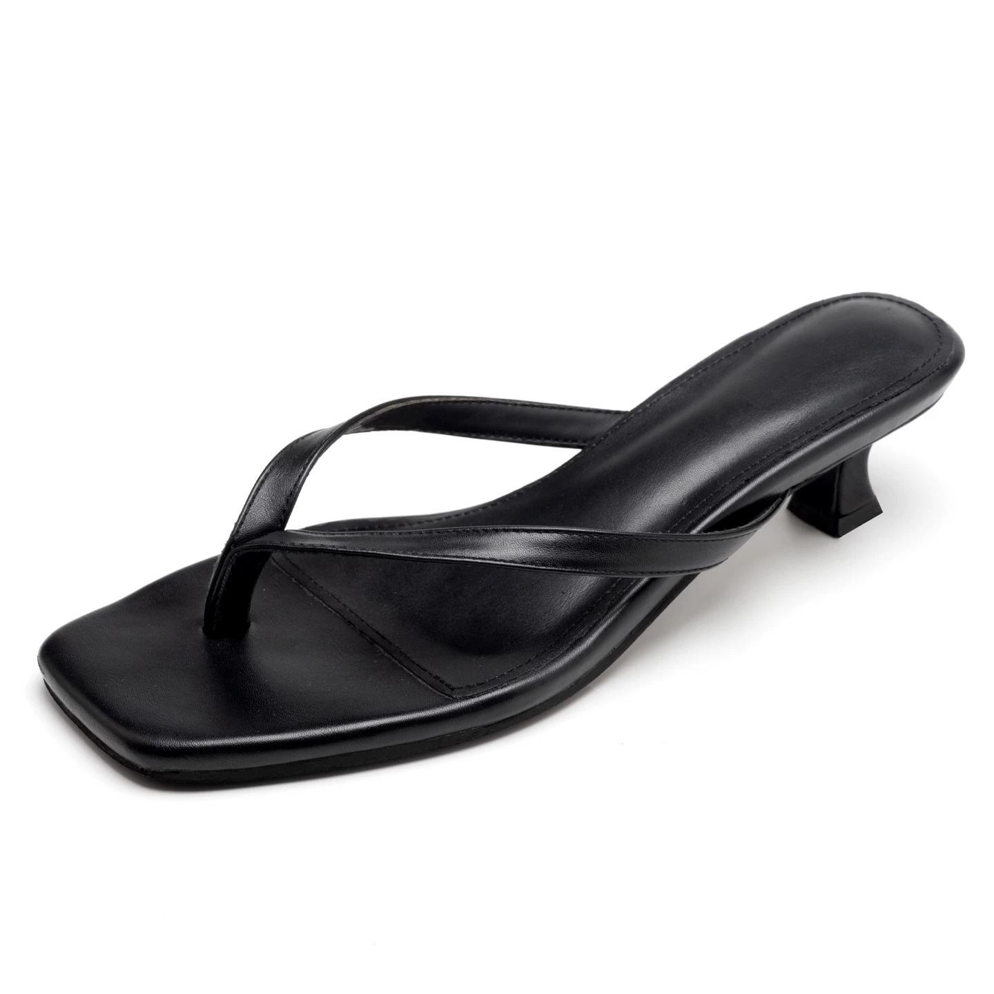 Women's Black Soft Leather Squ - Kitten Heel Women review and price