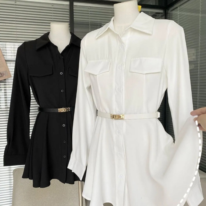 Women's Black Shirt Dress Long - Women Formal Wear Stitching review and price