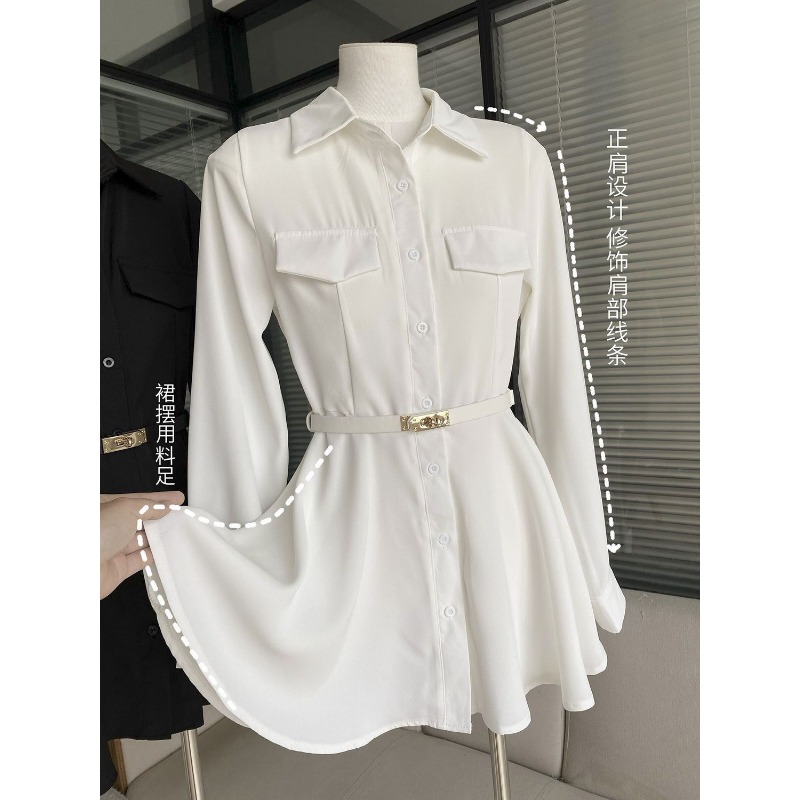Women's Black Shirt Dress Long - Women Formal Wear Stitching review and price