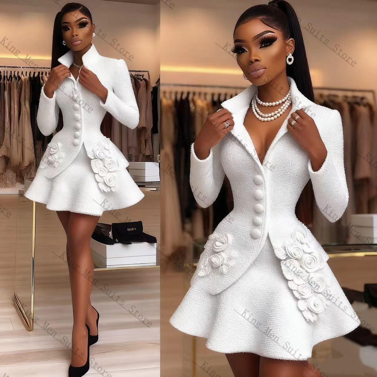 Luxury White Women Suit Set 2  - Women Formal Wear Coat review and price