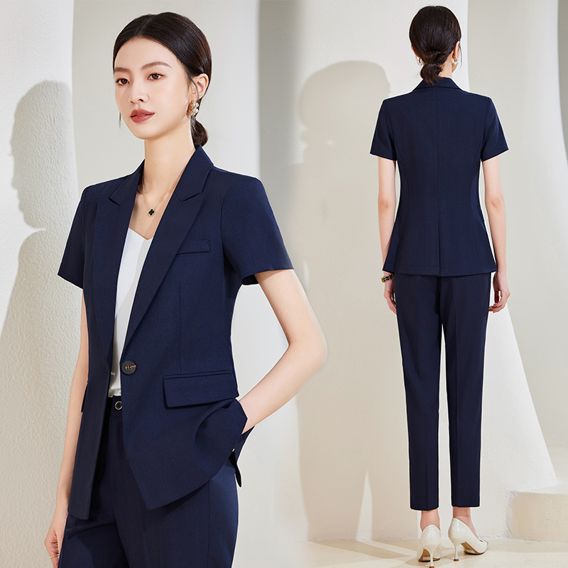 Navy Blue Short Sleeve Suit Se - Women'S Formal Wear Stores review and price