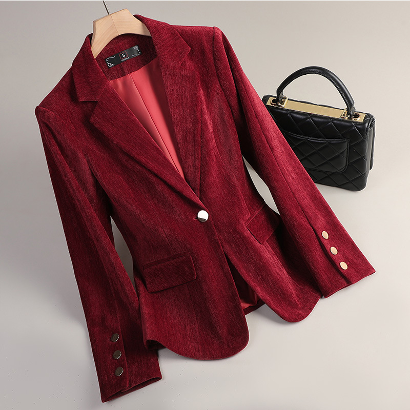 Yellow Gold Velvet Blazer Wome - Women Formal Wear Coat review and price
