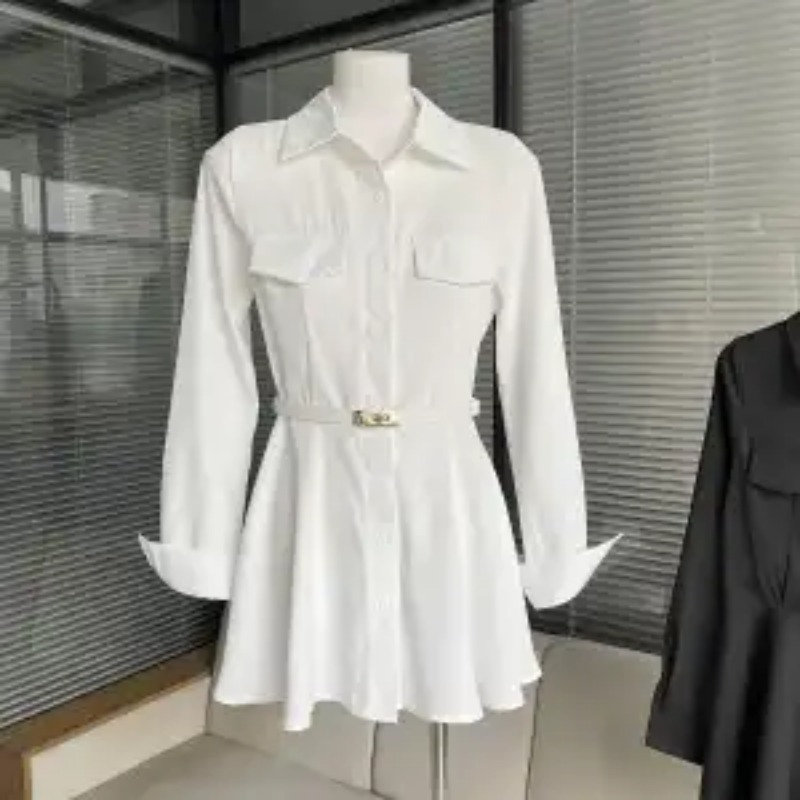 Women's Black Shirt Dress Long - Women Formal Wear Stitching review and price