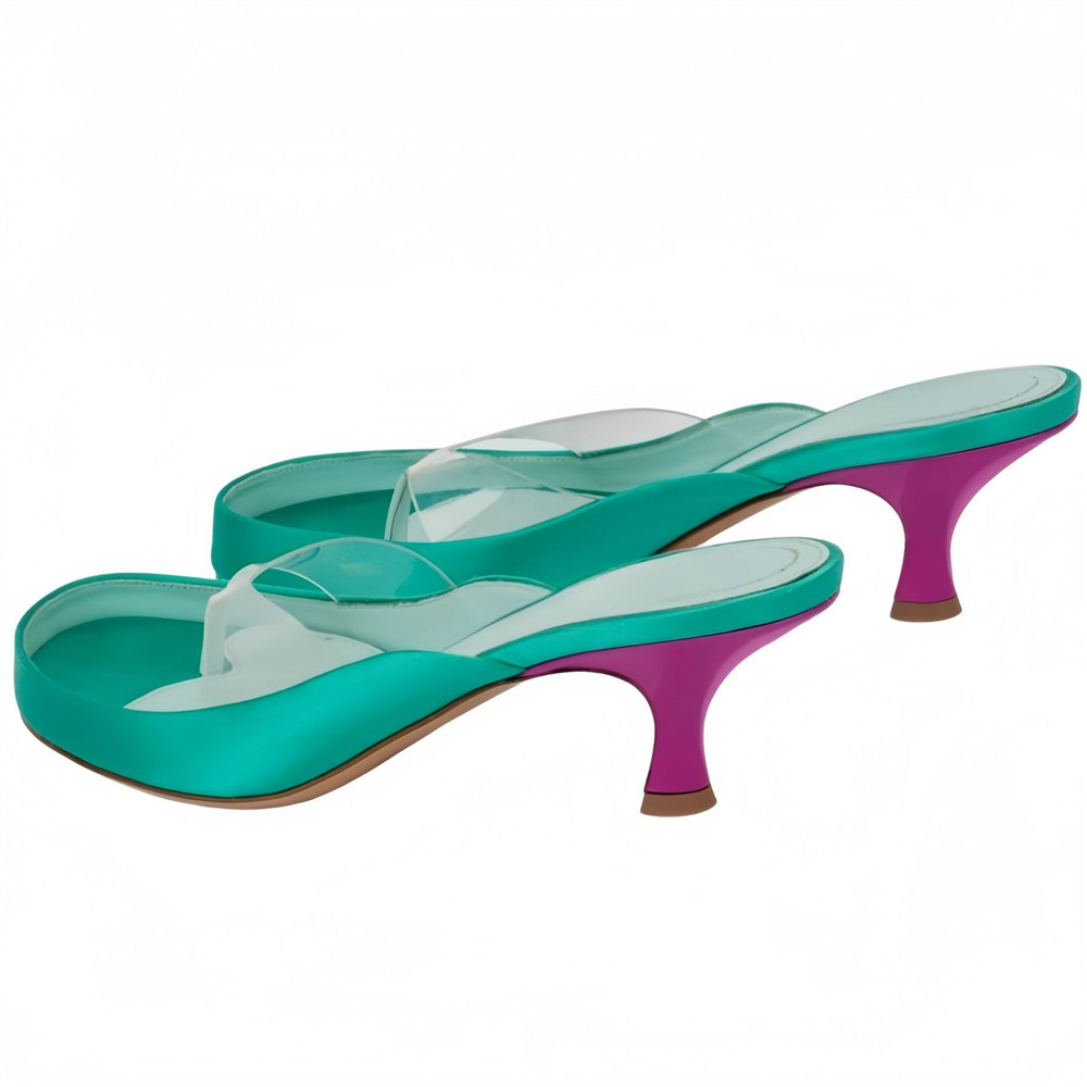 Women Gold Satin Thong Mules C - Kitten Heel Women review and price