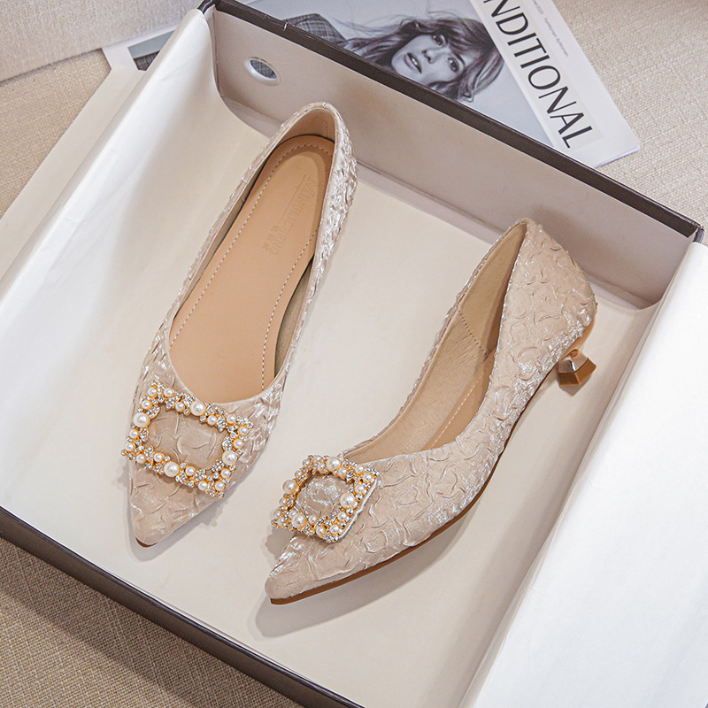 Ivory Textured Satin Pointed T - Kitten Heel Women review and price